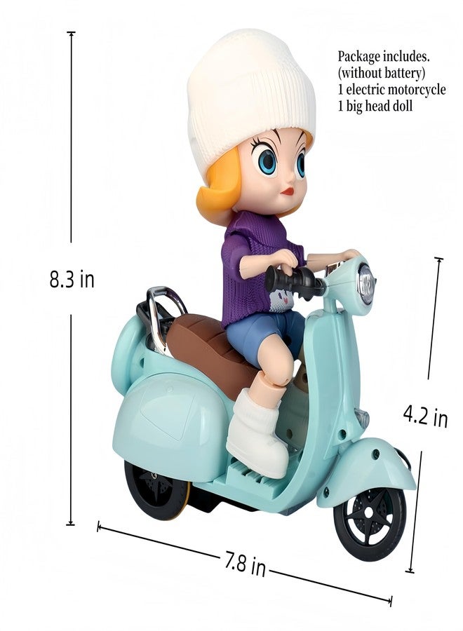 Liotww Motorcycles Scooter Toy Doll - with Light and Music, Cute Have a Seat Accessories, Interactive Rotating Decor Desktop Ornaments for Collectors (Blue) - Image 4